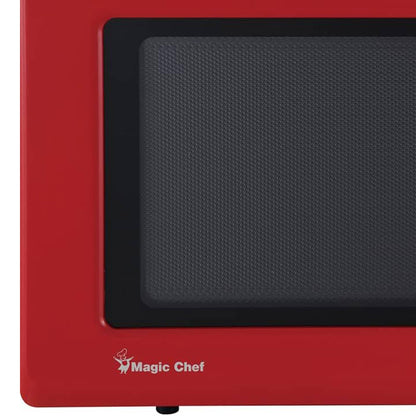 Magic Chef 0.9 Cubic Feet 900W Small Stainless Countertop Microwave Oven, Red