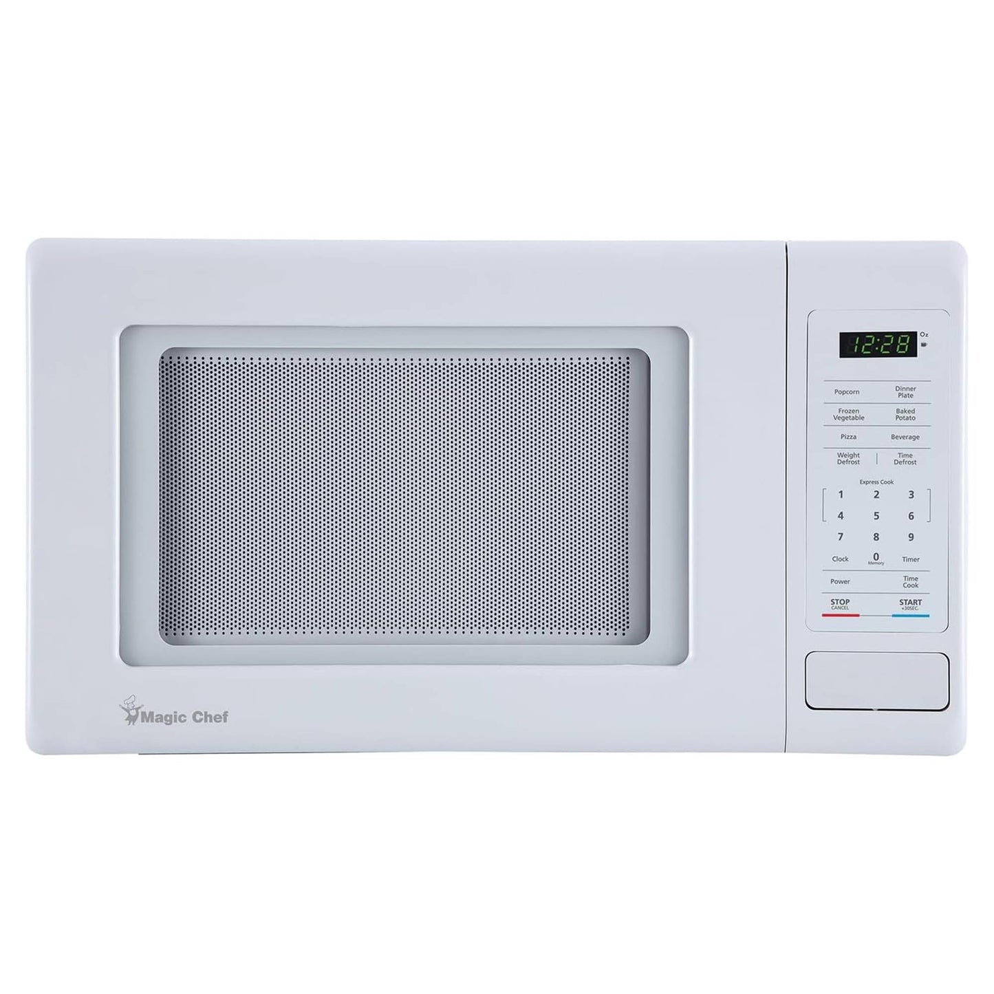 Magic Chef 0.9 Cubic Feet 900W Small Stainless Countertop Microwave Oven, White