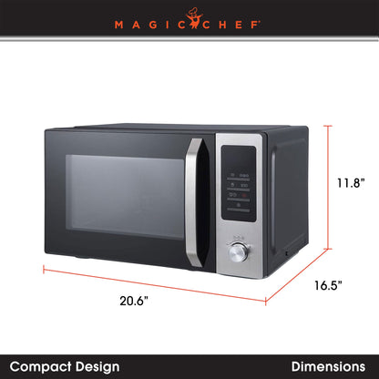 Magic Chef 1.0 Cubic Feet Stainless Countertop Microwave with Air Fryer, Black