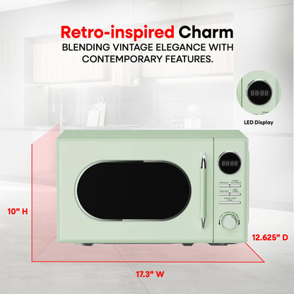 Magic Chef 0.7 Cubic Feet 700W Small Classic Retro Countertop Microwave, Green
