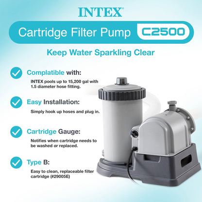Intex 2500 GPH Krystal Clear Pool Filter Pump with Type B Cartridges, 6-Pack