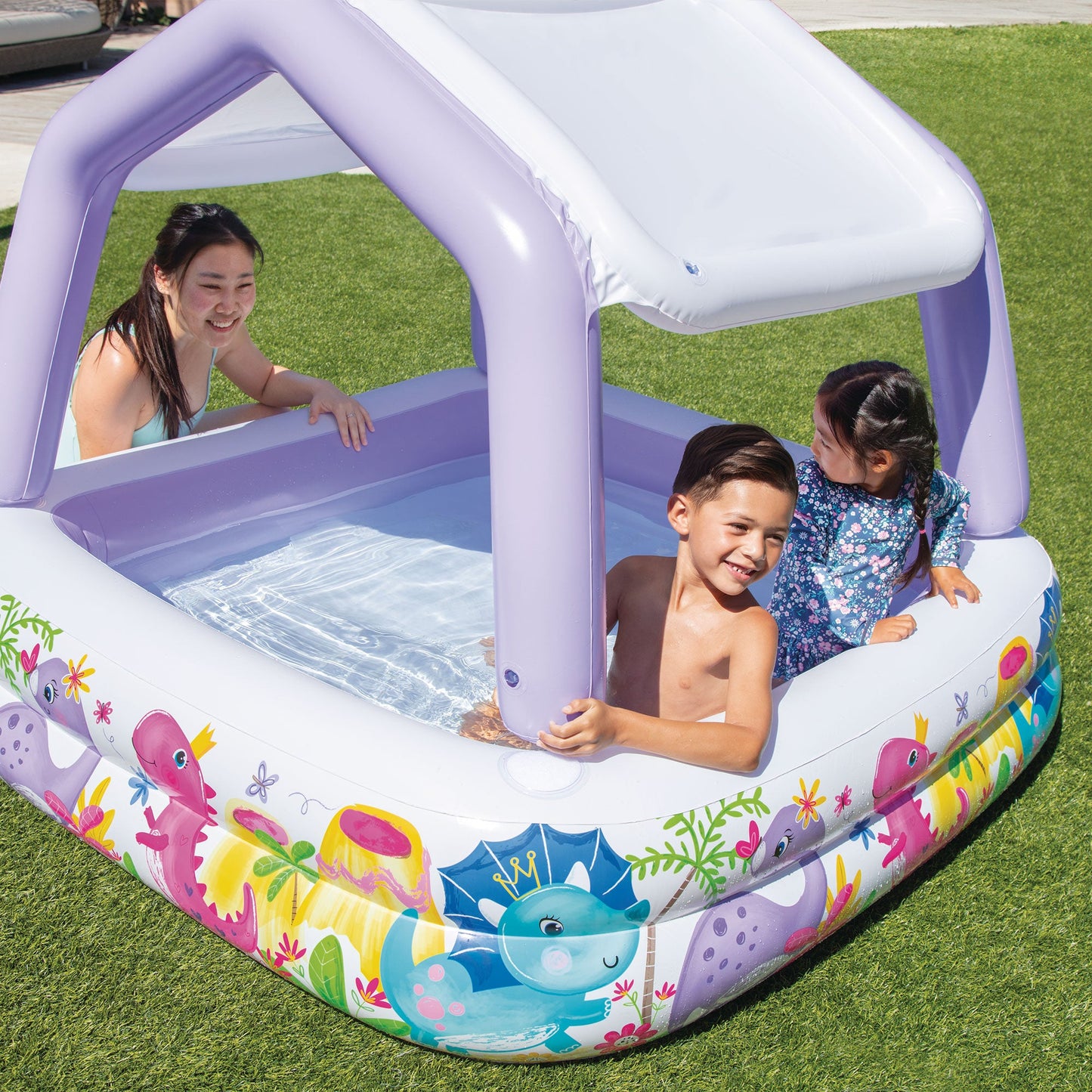 Intex 5ft x 48in Inflatable Ocean Scene Sun Shade Kids Swimming Pool With Canopy