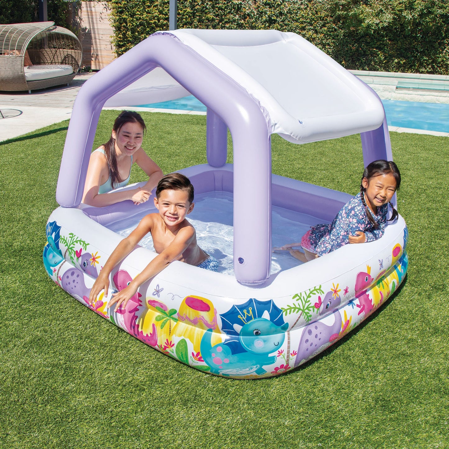 Intex 5ft x 48in Inflatable Ocean Scene Sun Shade Kids Swimming Pool With Canopy
