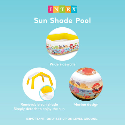 Intex 5ft x 48in Inflatable Ocean Scene Sun Shade Kids Swimming Pool With Canopy