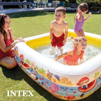 Intex 5ft x 48in Inflatable Ocean Scene Sun Shade Kids Swimming Pool With Canopy