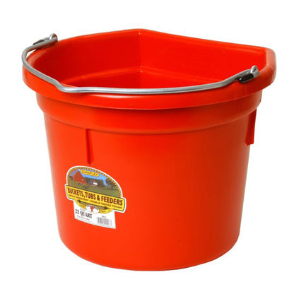 Little Giant Heavy Duty 22 Quart Flat Back Plastic Bucket w/ Metal Handle, Red