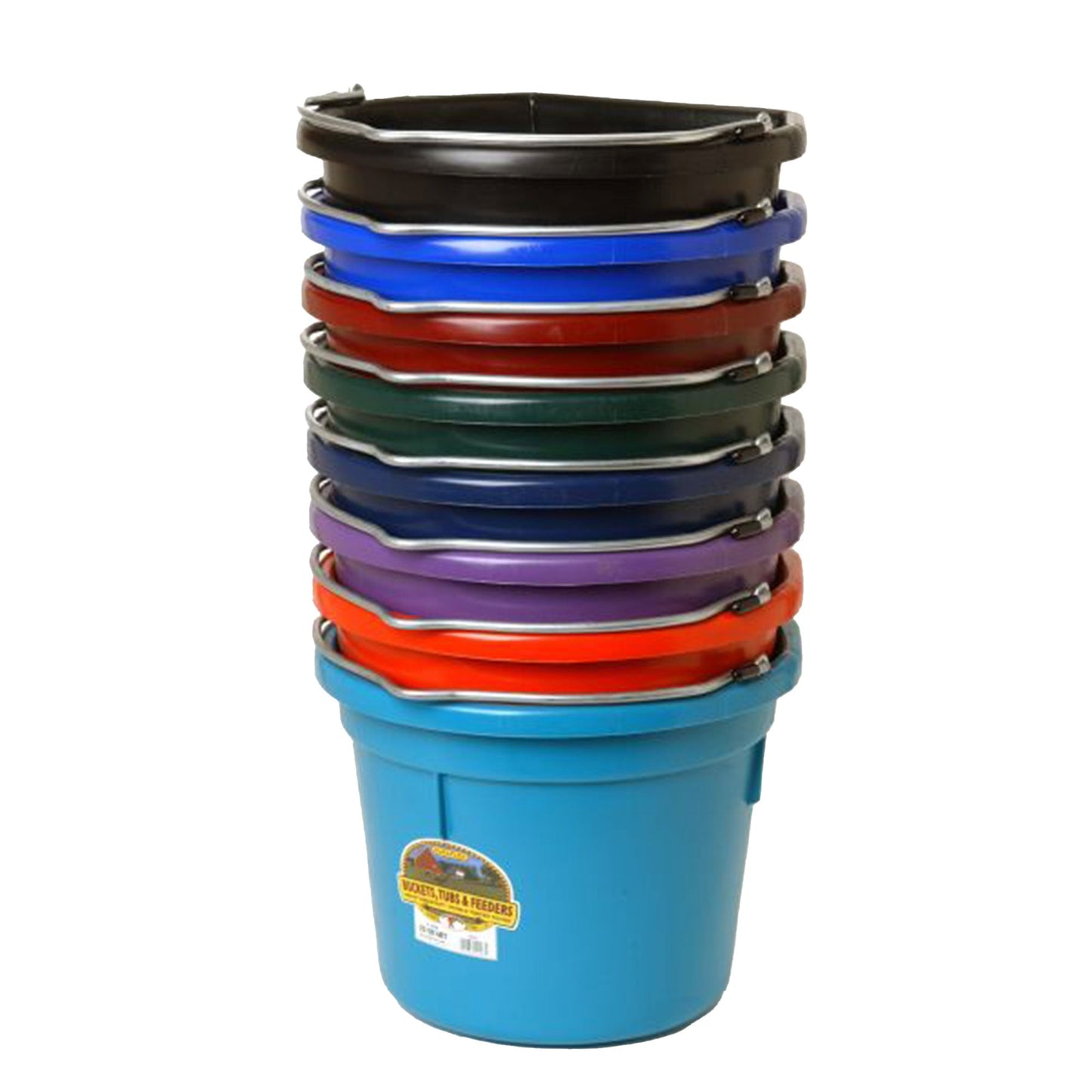 Little Giant Heavy Duty 22 Quart Flat Back Plastic Bucket w/ Metal Handle, Red