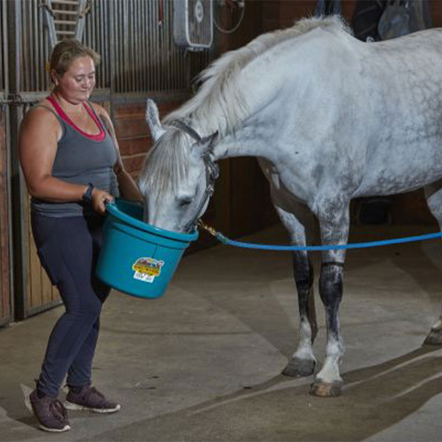 Little Giant Heavy Duty 22 Quart Flat Back Plastic Bucket w/ Metal Handle, Teal