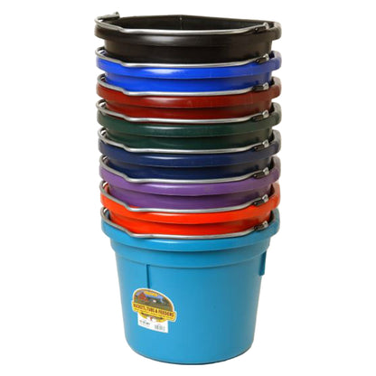 Little Giant Heavy Duty 22 Quart Flat Back Plastic Bucket w/ Metal Handle, Black