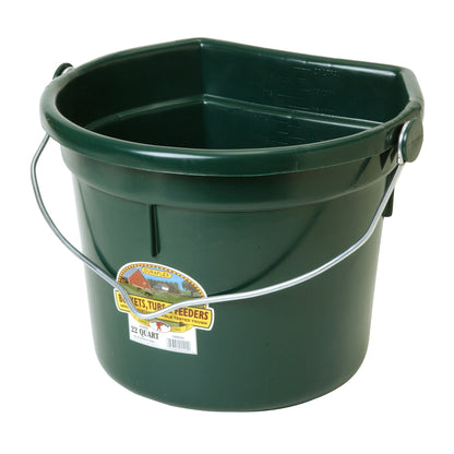 Little Giant 22 Quart Flat Plastic Animal Feed Bucket with Knob Bail, Green