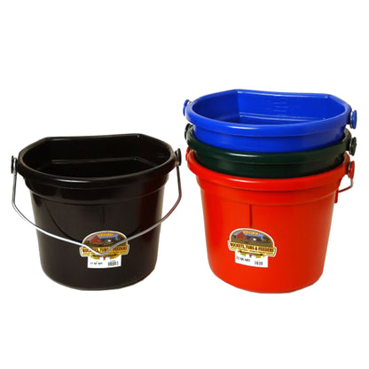 Little Giant 22 Quart Flat Plastic Animal Feed Bucket with Knob Bail, Green