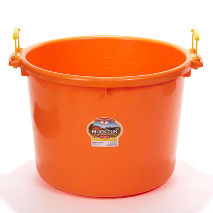 Little Giant 70 Quart Durable and Versatile Utility Muck Tub w/Handles, Orange