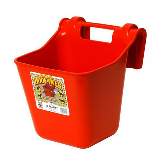 Little Giant 12 Quart Mountable Livestock & Pet Hook Over Bucket Feeder, Red