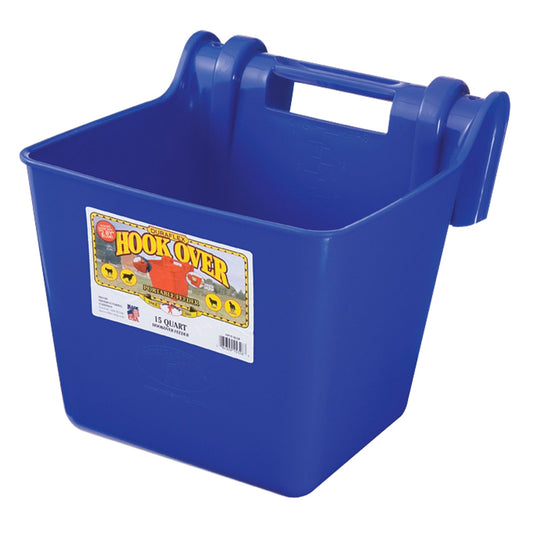 Little Giant 15 Quart Mountable Livestock & Pet Hook Over Bucket Feeder, Blue