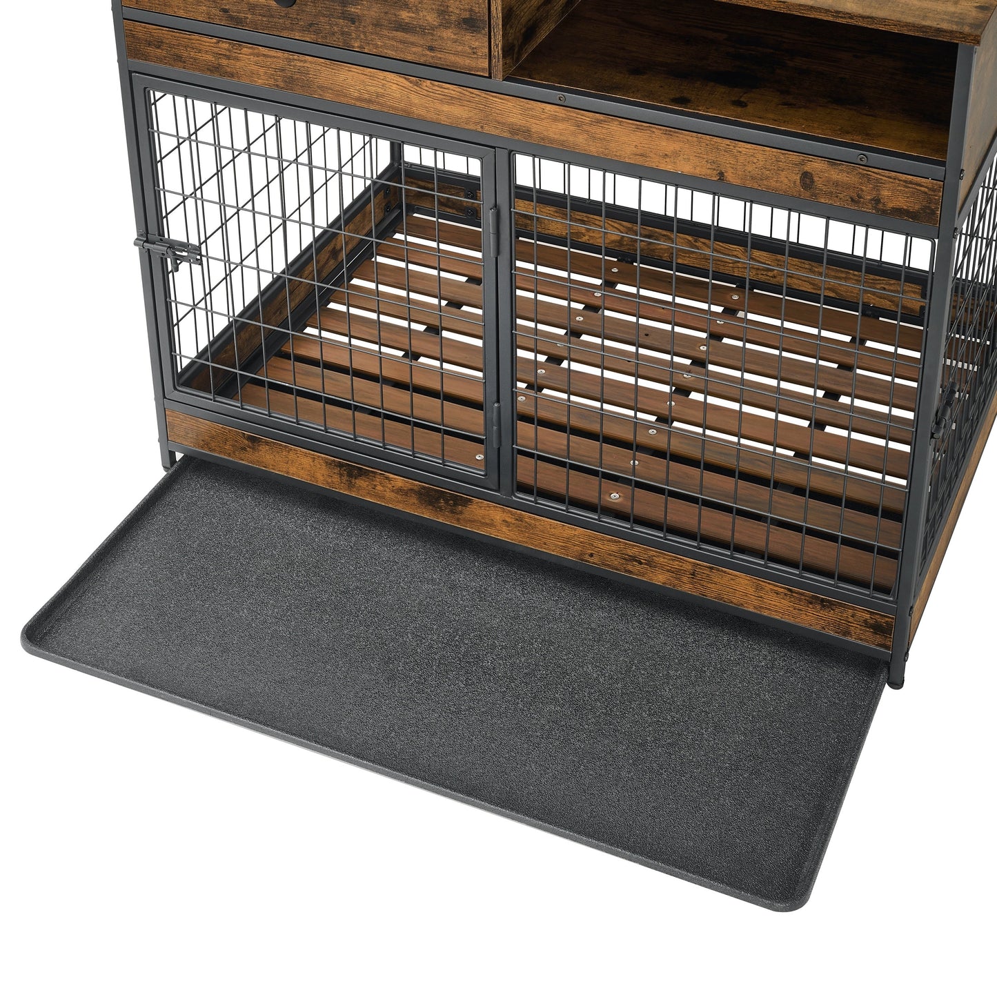 Furniture Dog Cage Crate with Double Doors. Antique Brown,38.78" W x 27.36" D x 32.17" H.