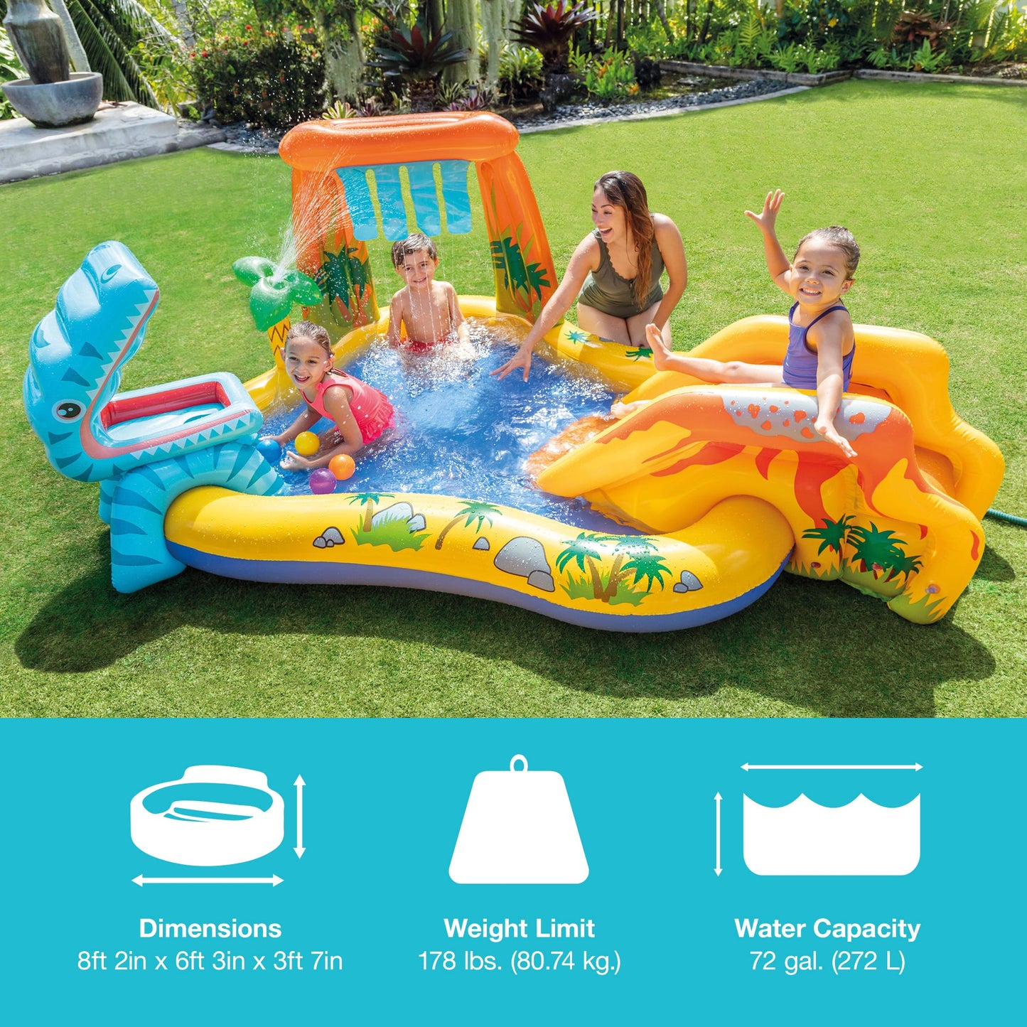 Intex 120V Electric Air Pump & Intex Inflatable Dinosaur Play Center Kids Pool