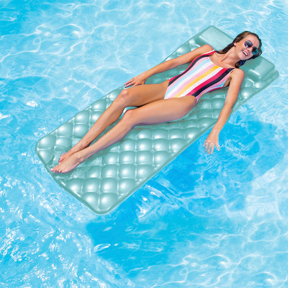 Kelsyus Laguna Lounger Foam Pool and Lake Water Mat with Oversized Pillow, Aqua