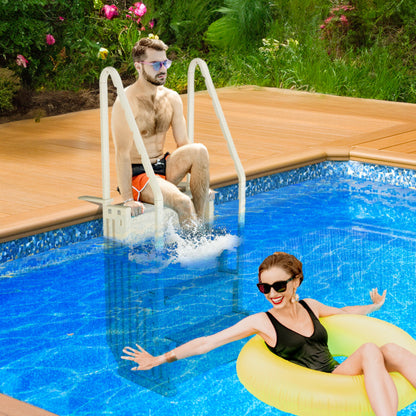 Confer Plastics In-Pool 4 Step Ladder, Above Ground Swimming Pool Stairs, Gray