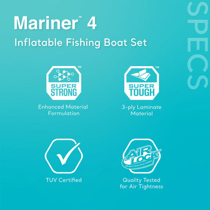 Intex Mariner 4 Inflatable Raft River/Lake Dinghy Boat Set & Motor Mount Kit