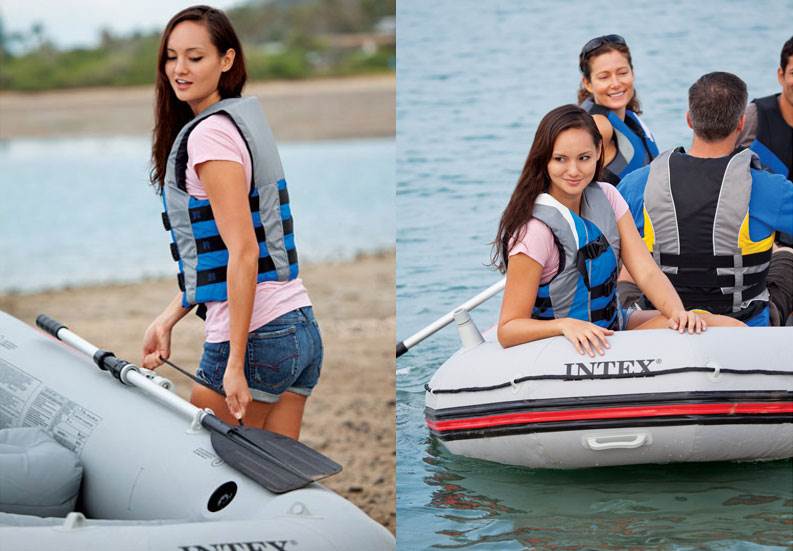 Intex Mariner 4 Inflatable Raft River/Lake Dinghy Boat Set & Motor Mount Kit