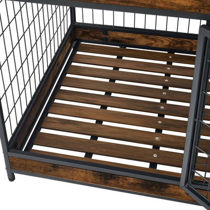 Furniture Dog Cage Crate with Double Doors. Antique Brown,38.78" W x 27.36" D x 32.17" H.