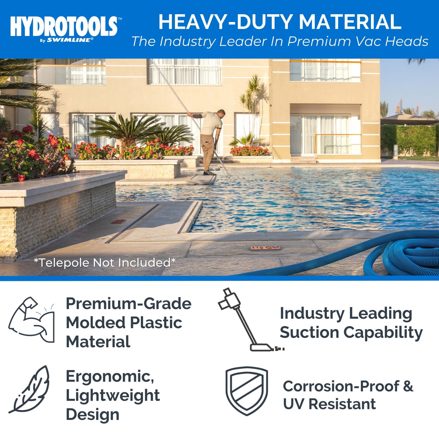 Swimline HydroTools Weighted Flex Vacuum Vac Head Swimming Pool and Spa Cleaner