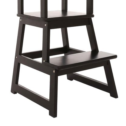 SDADI Kids Kitchen Step Stool Holds up to 150 Pounds with Safety Rail, Black