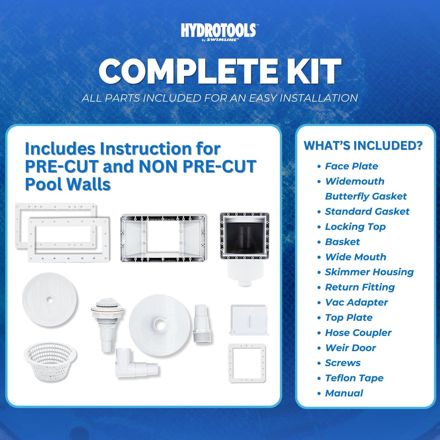 HydroTools by Swimline Wide Mouth ABS Thru-Wall Above Ground Pool Skimmer Kit