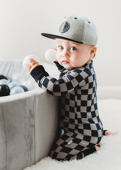 CHARCOAL CHECKERS DREAM ROMPER