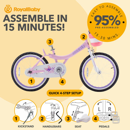 RoyalBaby Princess Girl Kid Outdoor Bicycle 20" with Kickstand, Jenny Light Pink