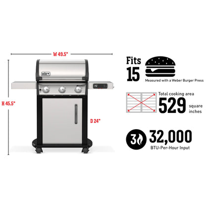 Weber Spirit SX-315 32,000 BTU Stainless Steel 3 Burner Natural Gas Smart Grill