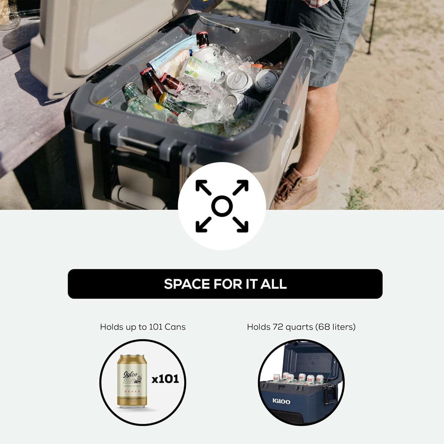 Igloo BMX 72 Quart Ice Chest Cooler with Cool Riser Technology, Rugged Blue