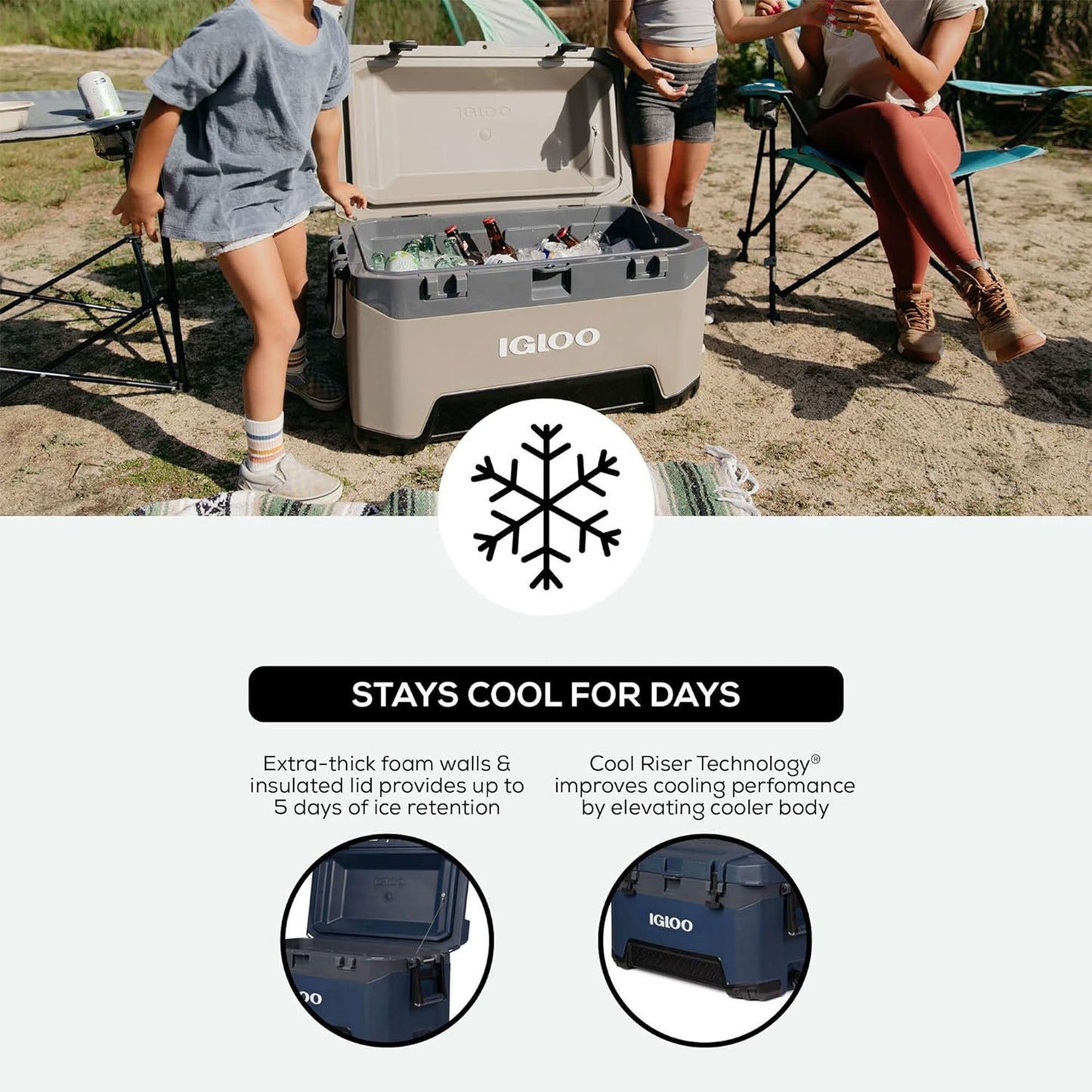 Igloo BMX 72 Quart Ice Chest Cooler with Cool Riser Technology, Rugged Blue