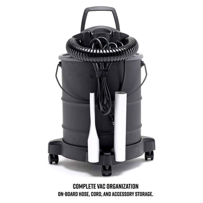 Vacmaster 6 Gallon 120 Volt Portable Corded Electric Ash Vacuum w/Wheels, Black