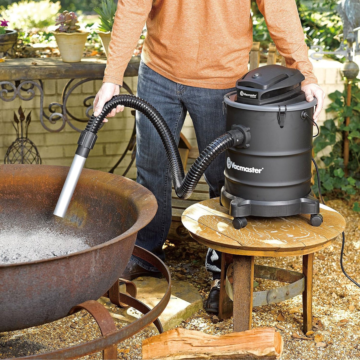 Vacmaster 6 Gallon 120 Volt Portable Corded Electric Ash Vacuum w/Wheels, Black