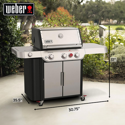 Weber Genesis S-335 Outdoor Stainless Steel 3 Burner Natural Gas Grill, Silver