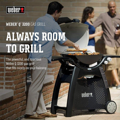 Weber Q3200 Aluminum Lid Portable 21,700 BTU Compact Natural Gas Grill, Titanium