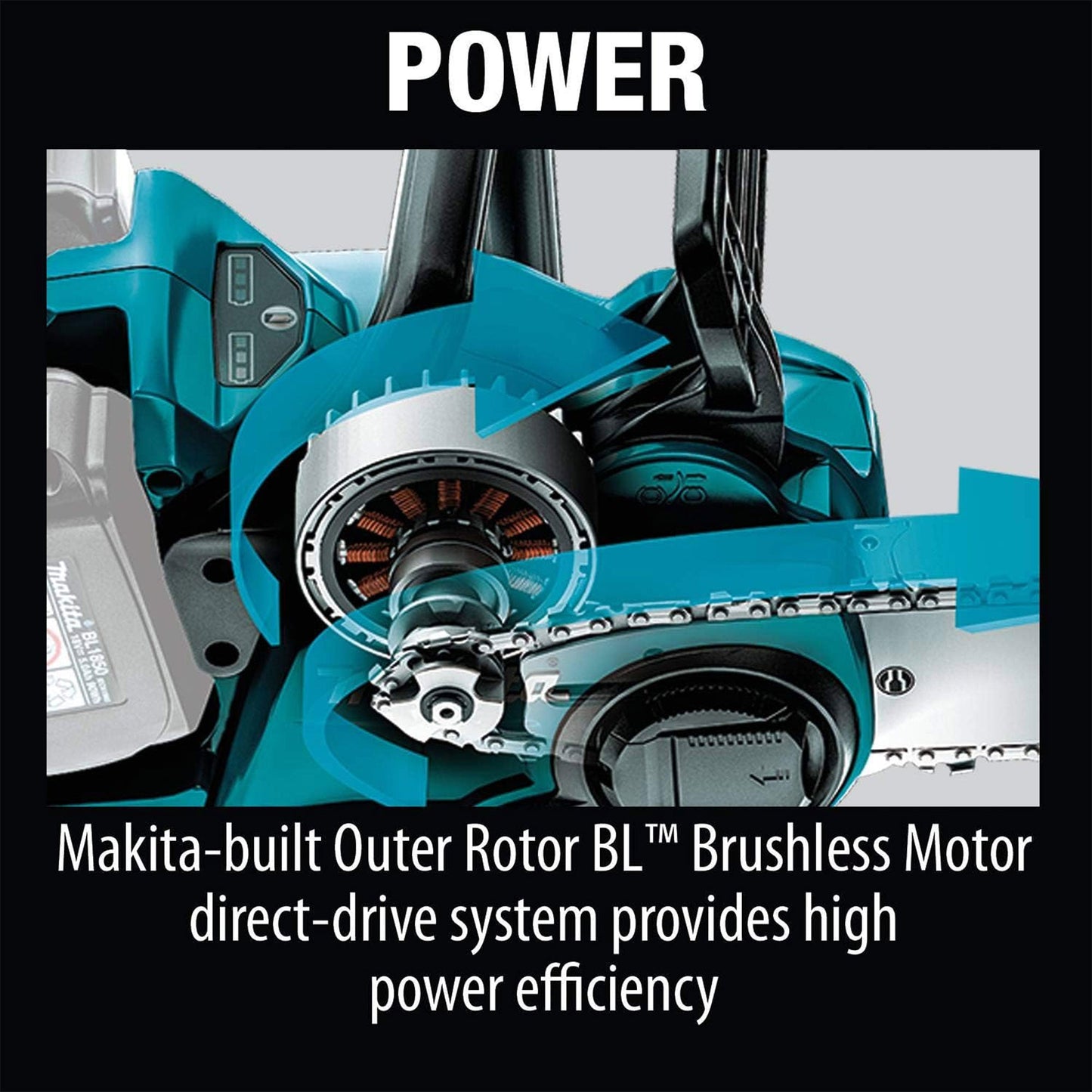 Makita LXT 36 Volt 16 Inch 4.0Ah Battery Powered Brushless Chainsaw Kit, Teal