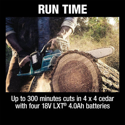 Makita LXT 36 Volt 16 Inch 4.0Ah Battery Powered Brushless Chainsaw Kit, Teal