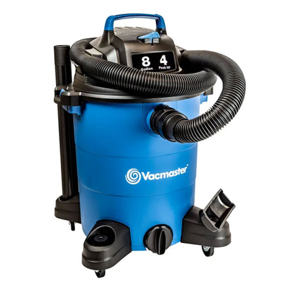 Vacmaster 8 Gallon 4 Peak HP Portable 2 in 1 Wet/Dry Vacuum & Attachments, Blue