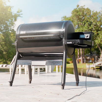 Weber SmokeFire Sear Plus ELX6 Wood Fired Pellet Smoker Grill with Side Table