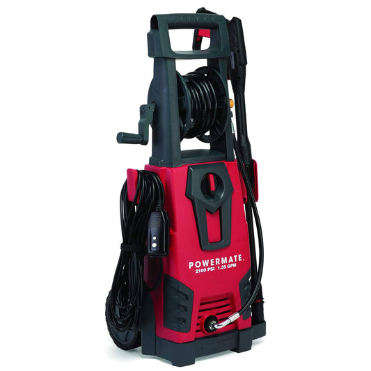 Powermate 2100 PSI Cold Water Electric Pressure Washer with Onboard Storage, Red