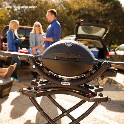 Weber Q 1200 Aluminum Lid Portable 8,500 BTU Liquid Propane Gas Grill, Black