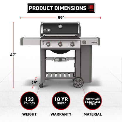 Weber Genesis II E-310 Outdoor Stainless Steel 3 Burner Liquid Propane Gas Grill