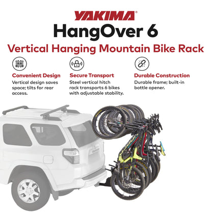 Yakima HangOver 6 Adjustable Vertical Steel Mountain Bike Hitch Rack for 6 Bikes