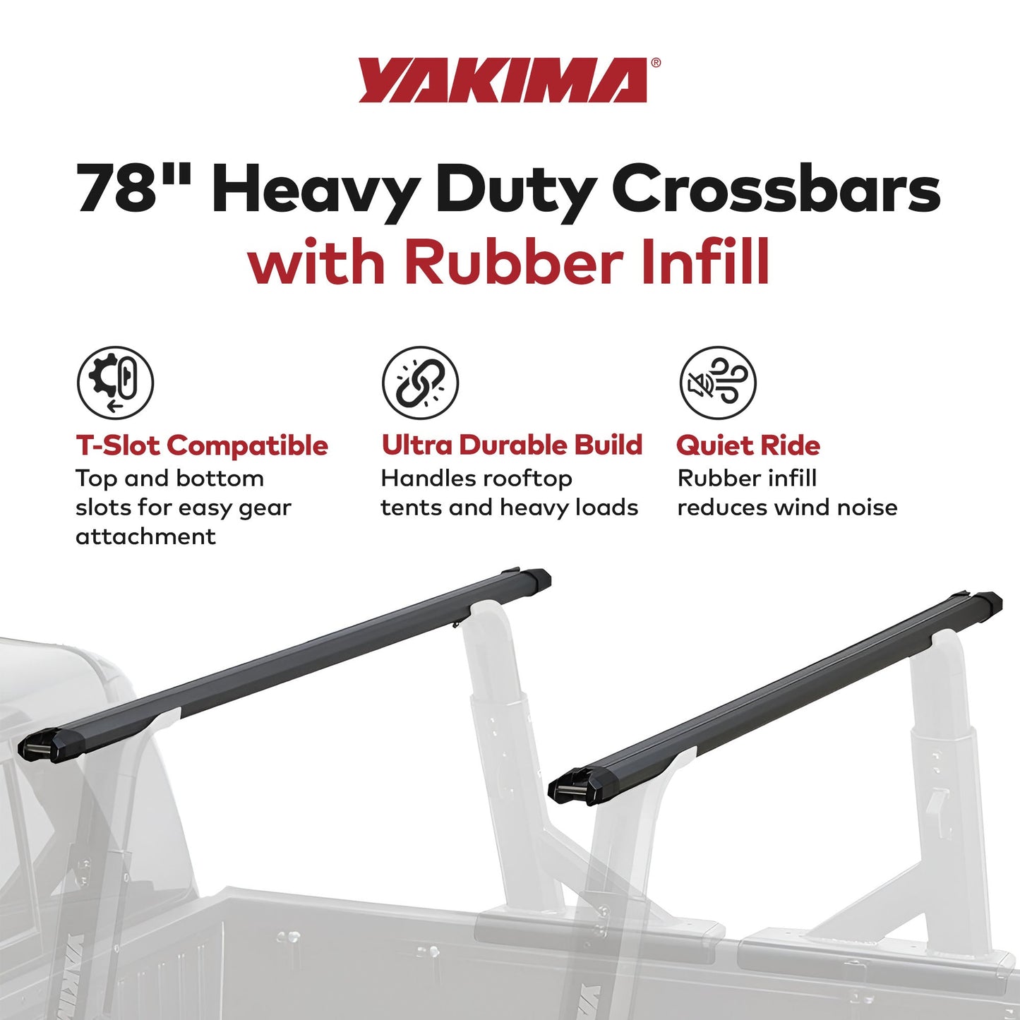 Yakima 78 Inch Aluminum HD Crossbar, Works w/StreamLine Towers, Black (Set of 2)
