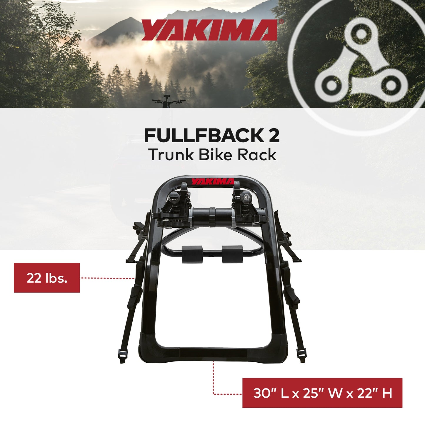 Yakima FullBack 2 Bike Capacity Trunk Bike Strap Rack with ZipStrips, Black