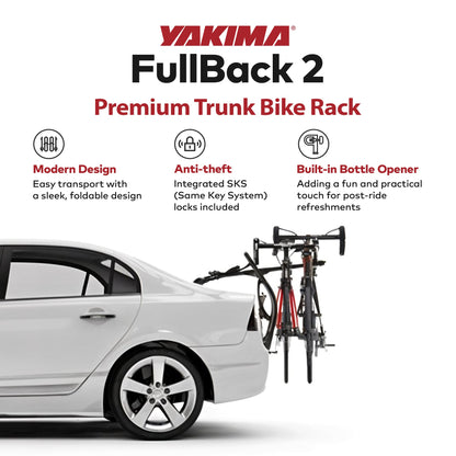 Yakima FullBack 2 Bike Capacity Trunk Bike Strap Rack with ZipStrips, Black