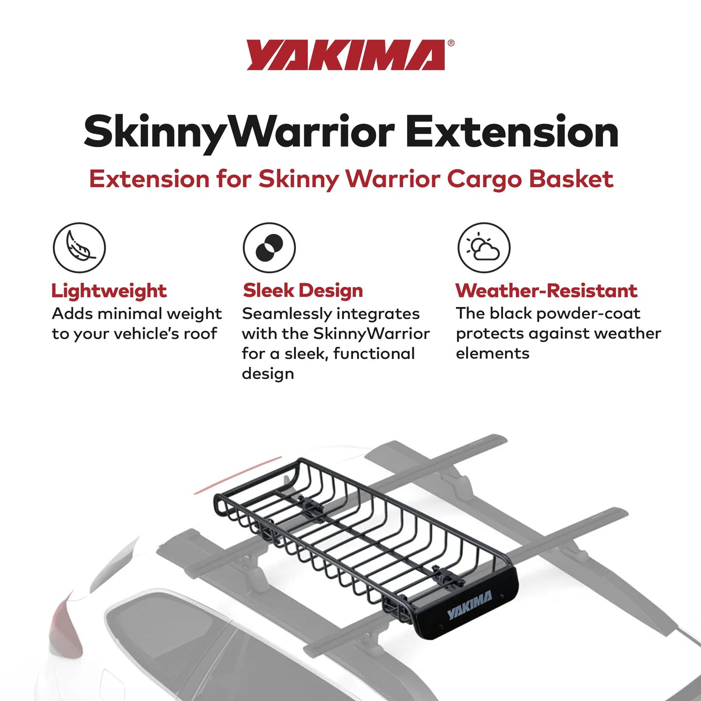 Yakima SkinnyWarrior 16 Inch Extension for SkinnyWarrior Cargo Basket, Black