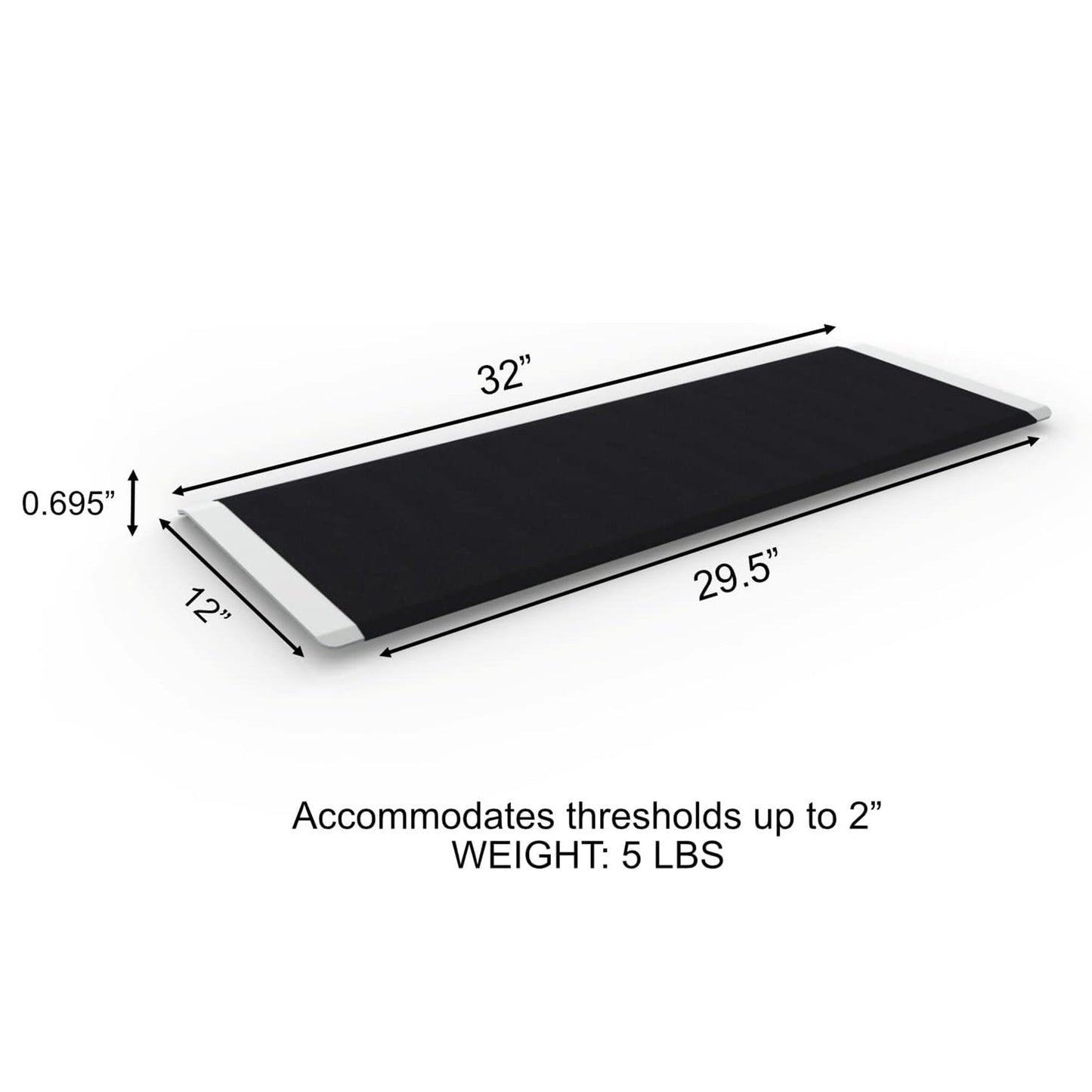 EZ-ACCESS TRANSITIONS 32 x 12" Portable Angled Entry Plate Threshold Ramp, Black